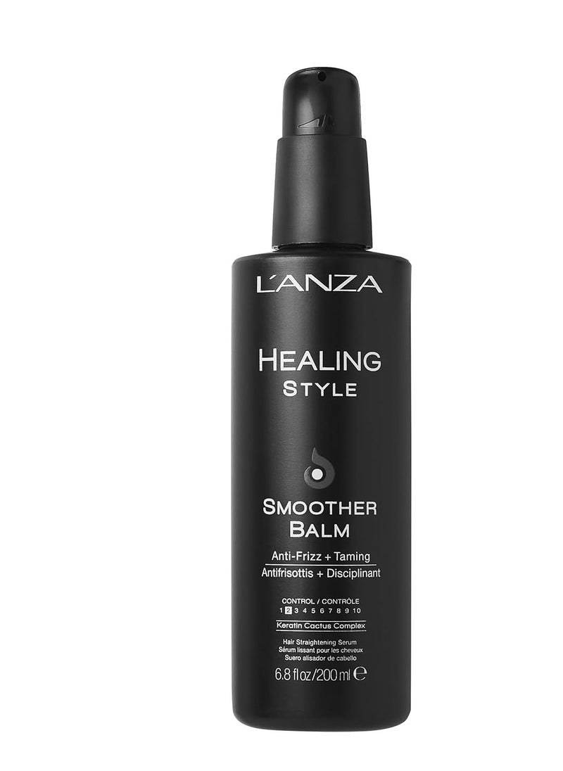 L'ANZA Healing Style Smoother Balm, New & Improved Keratin Hair Treatment & Hair Straightener Serum, Heat Protection & Anti Frizz Hair Product, Luxury Hair Care for Curly Frizzy Hair (6.8 Fl Oz)