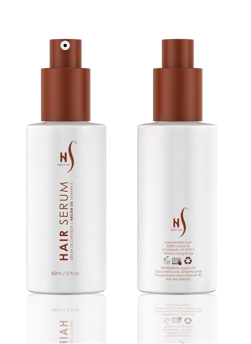 Herstyler Argan Oil Serum for Natural Shine - Anti-Frizz Straightening Serum for Damaged Tresses (Pack of 2)