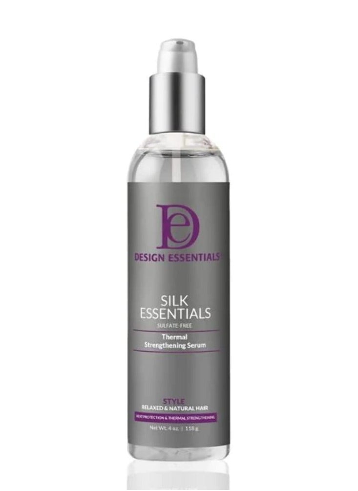 Design Essentials Silk Essentials Thermal Strengthening Serum, for Salon Perfect Weightless Thermal Styles, 4 FL Oz., Clear