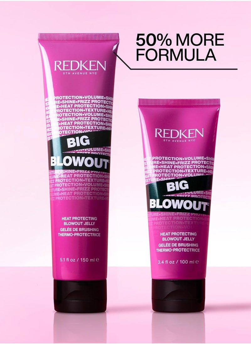 Redken Big Blowout Heat Protection Jelly Serum | Offers Shine and Texture | Frizz Control | Volume for Fine Hair | Blowdry Gel | For All Hair Types