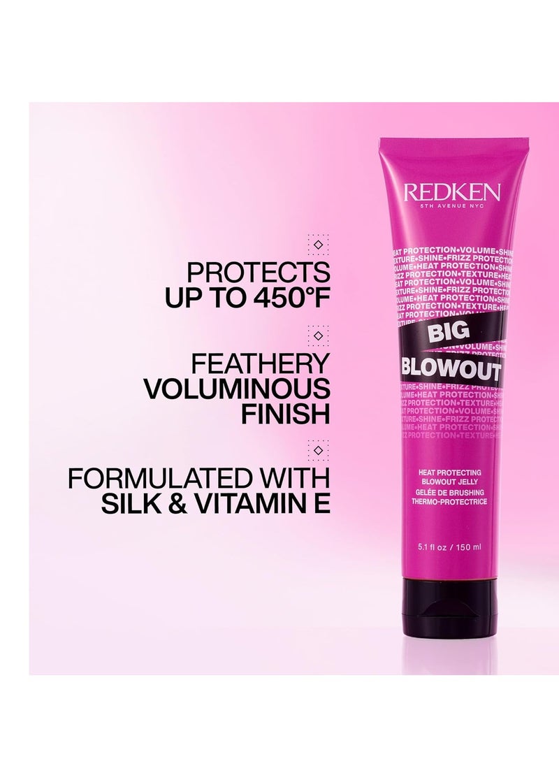 Redken Big Blowout Heat Protection Jelly Serum | Offers Shine and Texture | Frizz Control | Volume for Fine Hair | Blowdry Gel | For All Hair Types