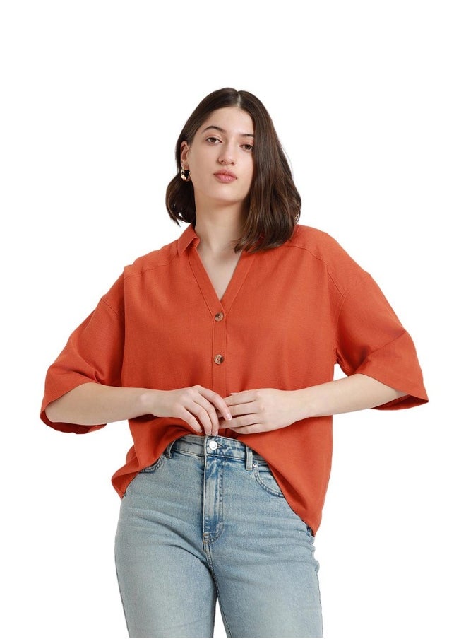 Rust Shirt for Women - Regular Fit, Trendy