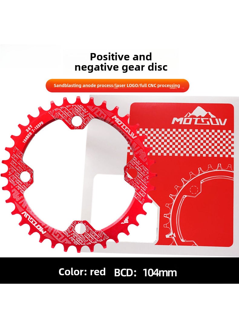 MOTSUV 104BCD MTB Chainring 32/34/36TRed Red