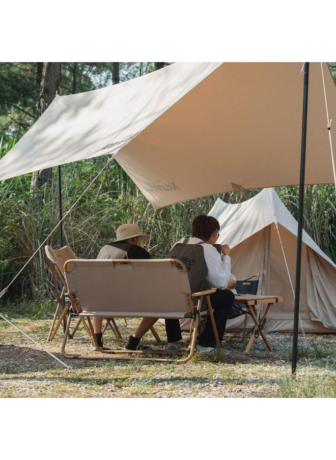 Outdoor Folding Double Chair | Camping Chair | Khaki | Portable And Lightweight | Supports Up To 265 Lbs | Foldable Design For Easy Transport