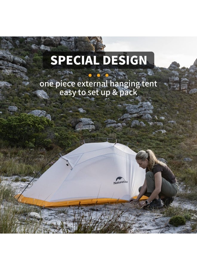 Cloud Up 2 | 10D Superlight Professional Tent | Rectangular 2-Person Tent | Size: 110 Inches X 53.15 Inches | Waterproof, Quick Setup, Lightweight | Color - Grey & Yellow