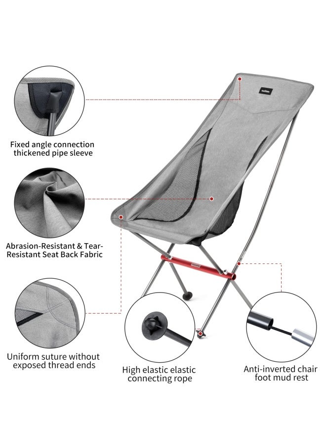 Yl06 Ultralight Aluminum Folding Moon Chair | High Back, Portable Camping Chair | Perfect For Outdoor Activities | Grey