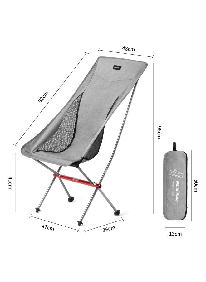 Yl06 Ultralight Aluminum Folding Moon Chair | High Back, Portable Camping Chair | Perfect For Outdoor Activities | Grey