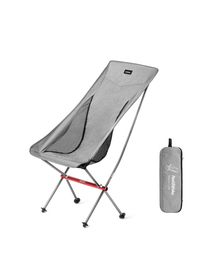 Yl06 Ultralight Aluminum Folding Moon Chair | High Back, Portable Camping Chair | Perfect For Outdoor Activities | Grey