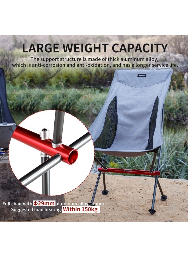 Yl06 Ultralight Aluminum Folding Moon Chair | High Back, Portable Camping Chair | Perfect For Outdoor Activities | Grey