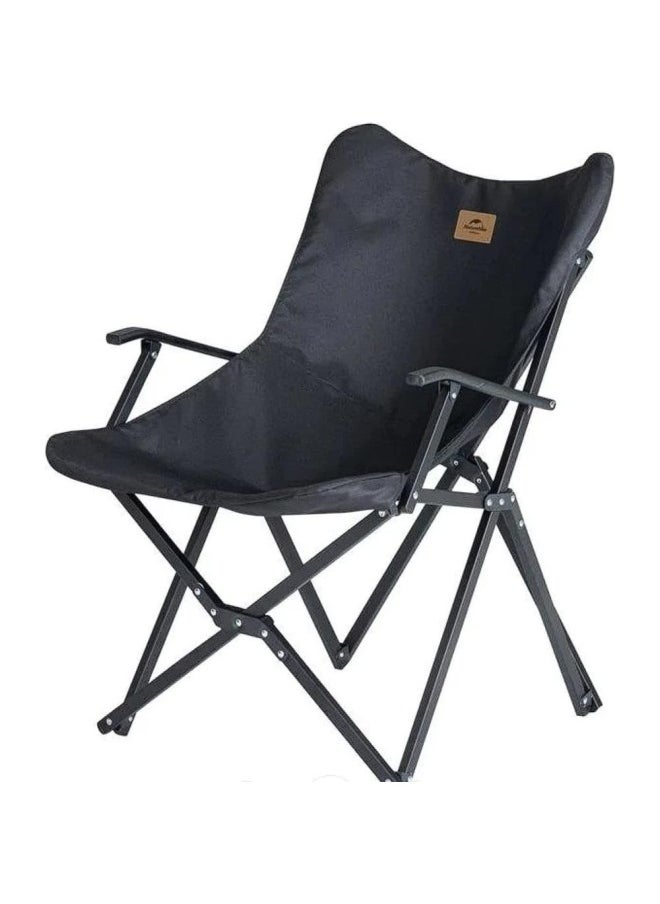 Outdoor Foldable Moon Chair | Camping Chair With Alloy Steel Frame | Durable Oxford 600D Fabric, Portable Design, Side Pockets | Black