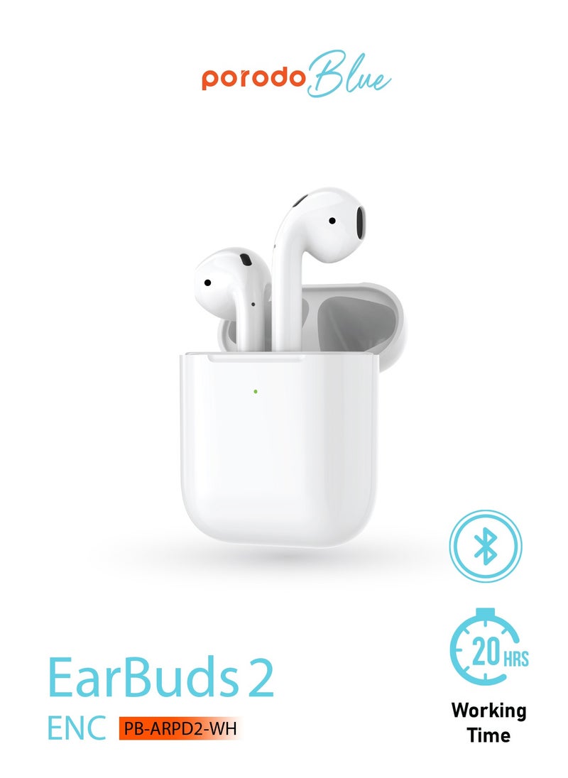 Deep Bass Wireless Earbuds 2, 20H Total Working Time, Wireless Charging, Independent Earbuds, Touch Control, Connectivity with Bluetooth 5.0, One-Step Pairing - White