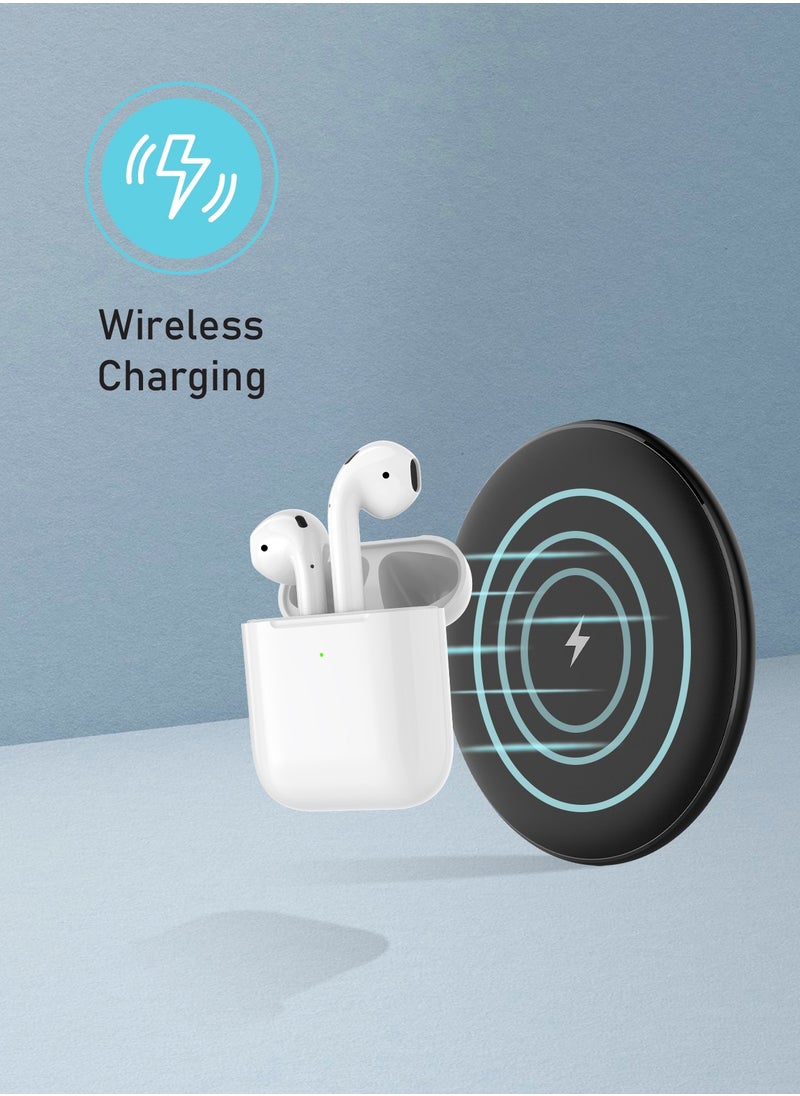 Deep Bass Wireless Earbuds 2, 20H Total Working Time, Wireless Charging, Independent Earbuds, Touch Control, Connectivity with Bluetooth 5.0, One-Step Pairing - White