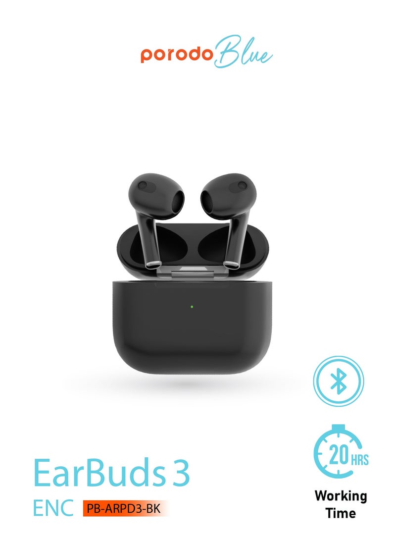 Deep Bass Wireless Earbuds 3, 20 H Total Working Time Independent Earbuds Wireless Charging Touch Control Bluetooth 5.2 Connectivity - Black