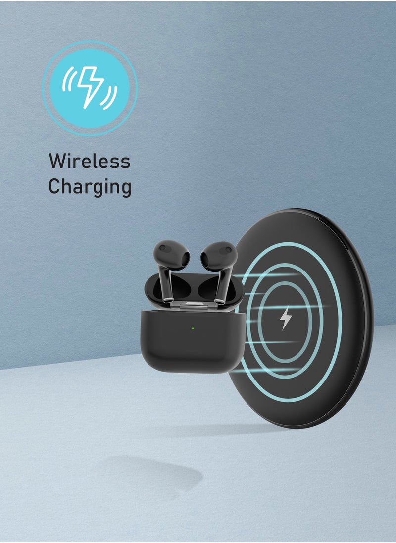 Deep Bass Wireless Earbuds 3, 20 H Total Working Time Independent Earbuds Wireless Charging Touch Control Bluetooth 5.2 Connectivity - Black