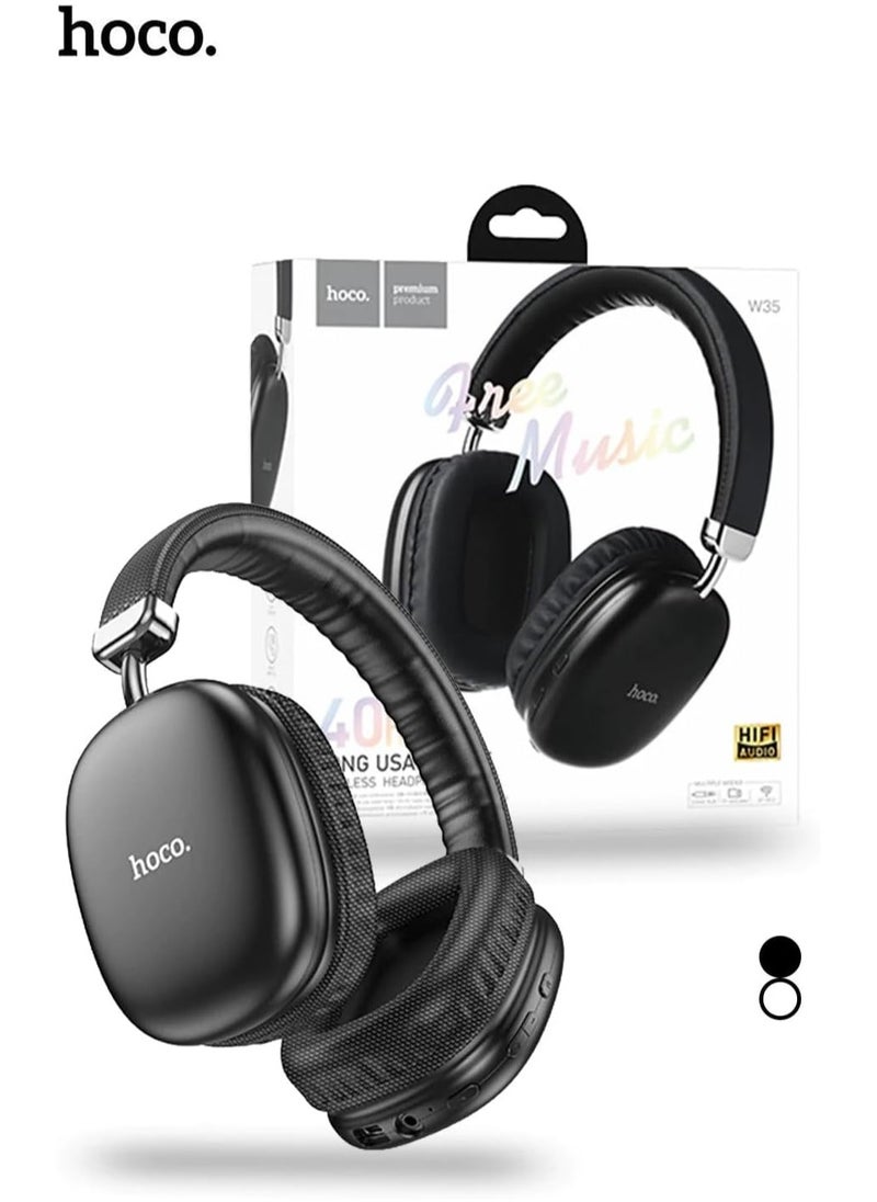 HOCO W35 Air Wireless Bluetooth Headphones Active Noise Cancelling HiFi Stereo Sound Adjustable Wireless(black)