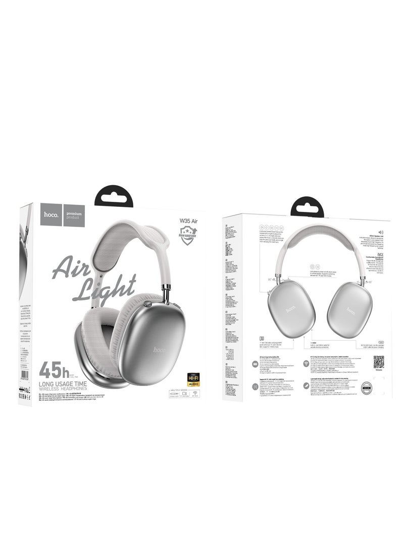 HOCO W35 Air Wireless Bluetooth Headphones Active Noise Cancelling HiFi Stereo Sound Adjustable Wireless(white)