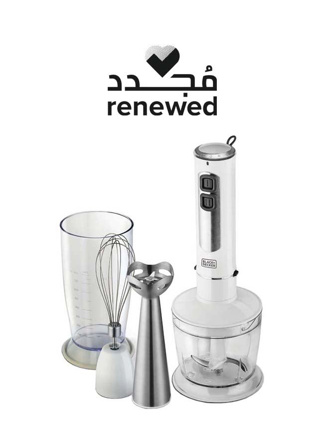 Renewed - 4-in-1 Stem Hand Blender With Chopper Bowl and Whisk (Damaged Box) SB4000-B5 White