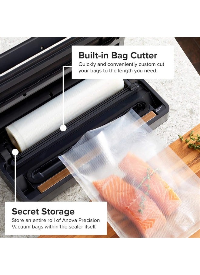 Precision Vacuum Sealer Pro, Includes 1 Bag Roll, For Sous Vide and Food Storage, black, medium