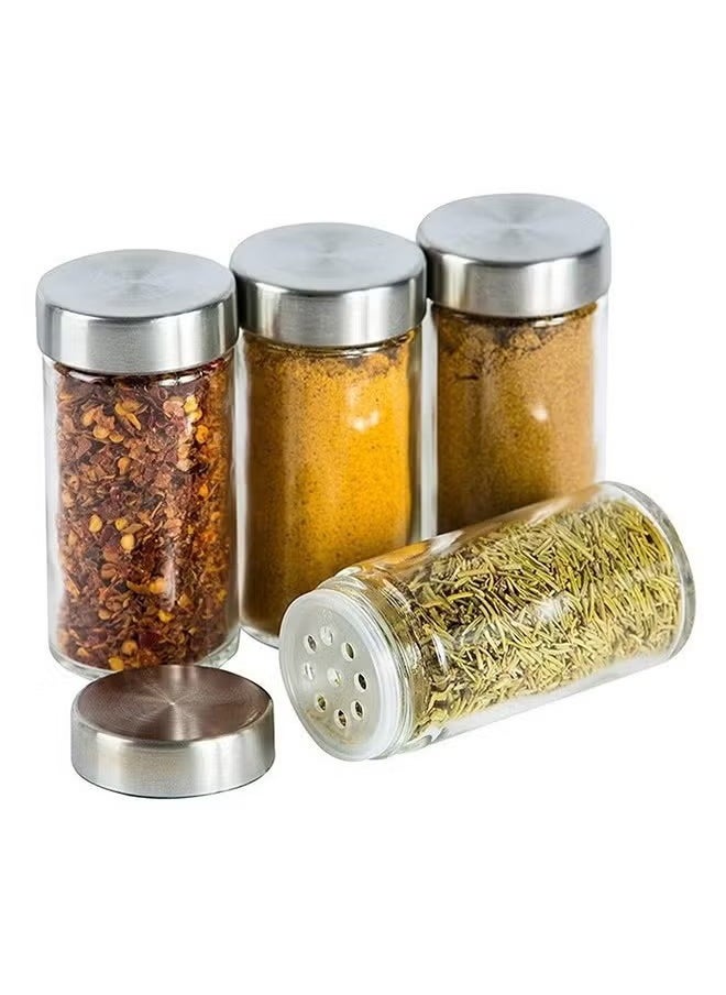 16 Piece Transparent Glass Spice Cans And Stainless Steel Spice Cans Storage Racks, Can Be Rotated 360 Degrees, Classified And Stored, Large Capacity, Easy To Use