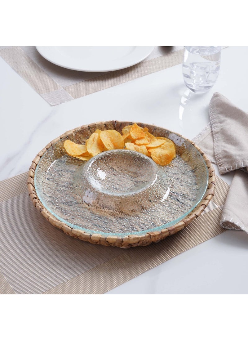 Aenon Chip & Dip Serving Platter - Clear