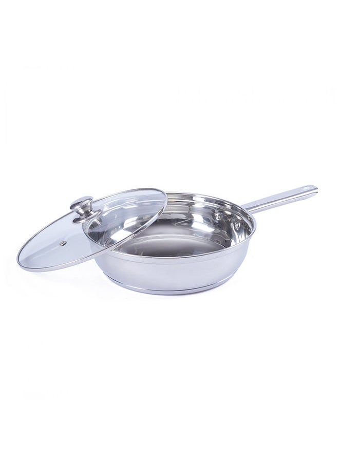 Essential Fry Pan With Lid D26Cm -Chrome