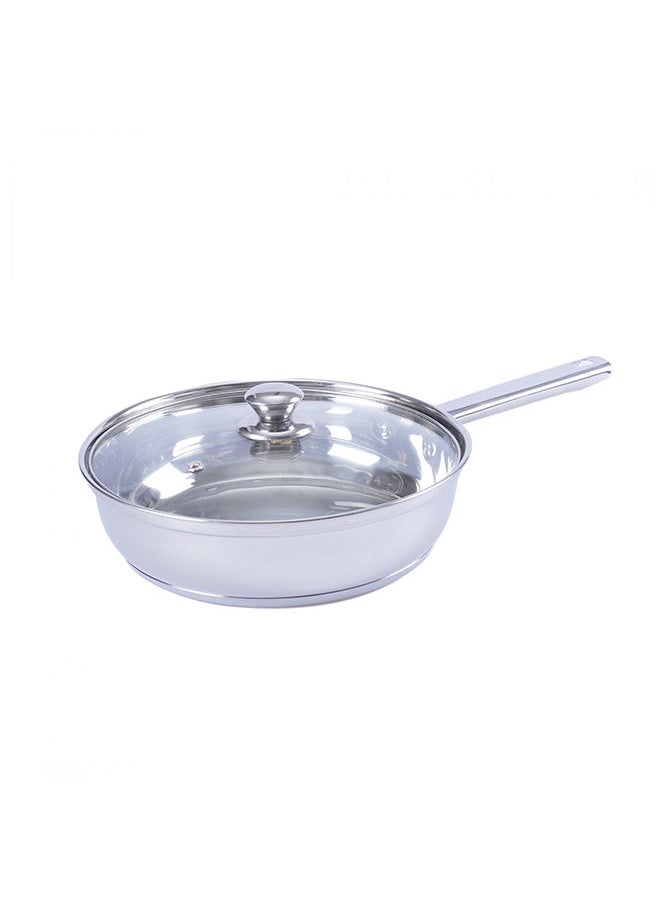 Essential Fry Pan With Lid D26Cm -Chrome