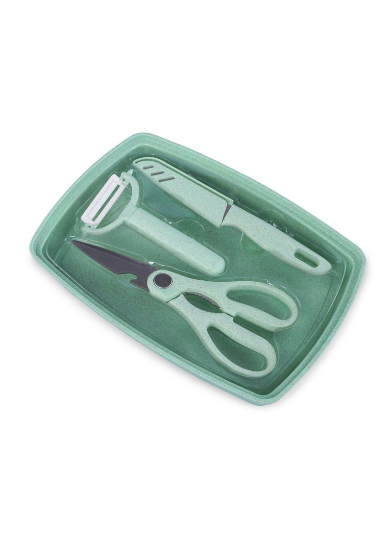 4 - Pieces Derin Kitchen Knife Set - Green