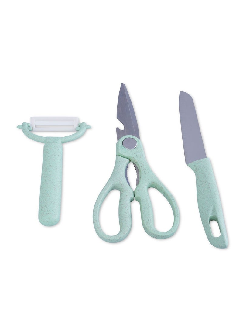 4 - Pieces Derin Kitchen Knife Set - Green