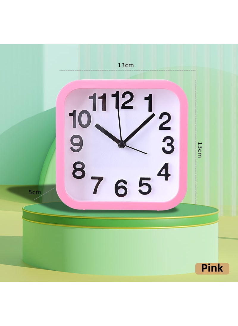 1 x 5 pcs Simple Square Desk Clock Creative Pink