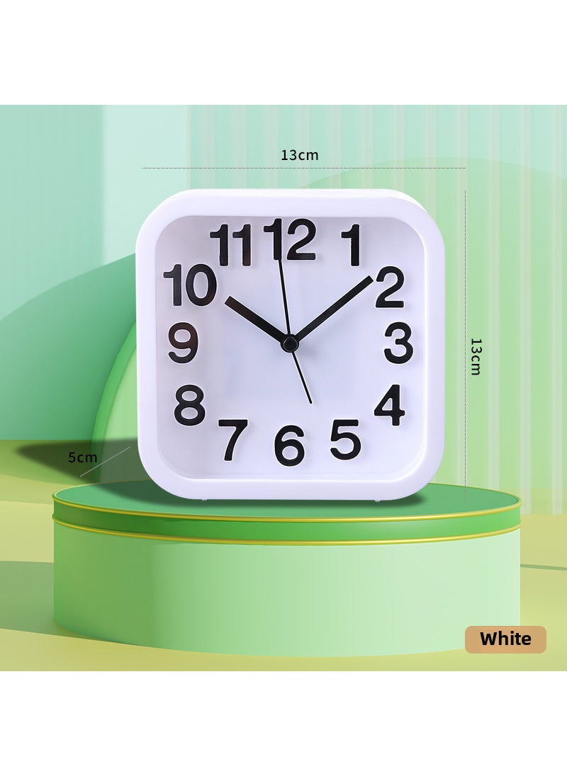 1 x 5 pcs Simple Square Desk Clock Creative Ivory White