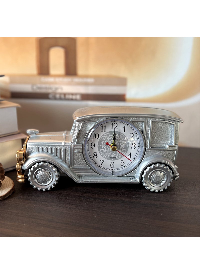 Vintage Car Alarm Clock Series CH555 Retro Nostalgic F type Silver