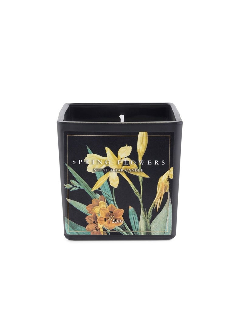 Botany Spring flowers Black Scented Jar candle 220gm- 28 Hrs