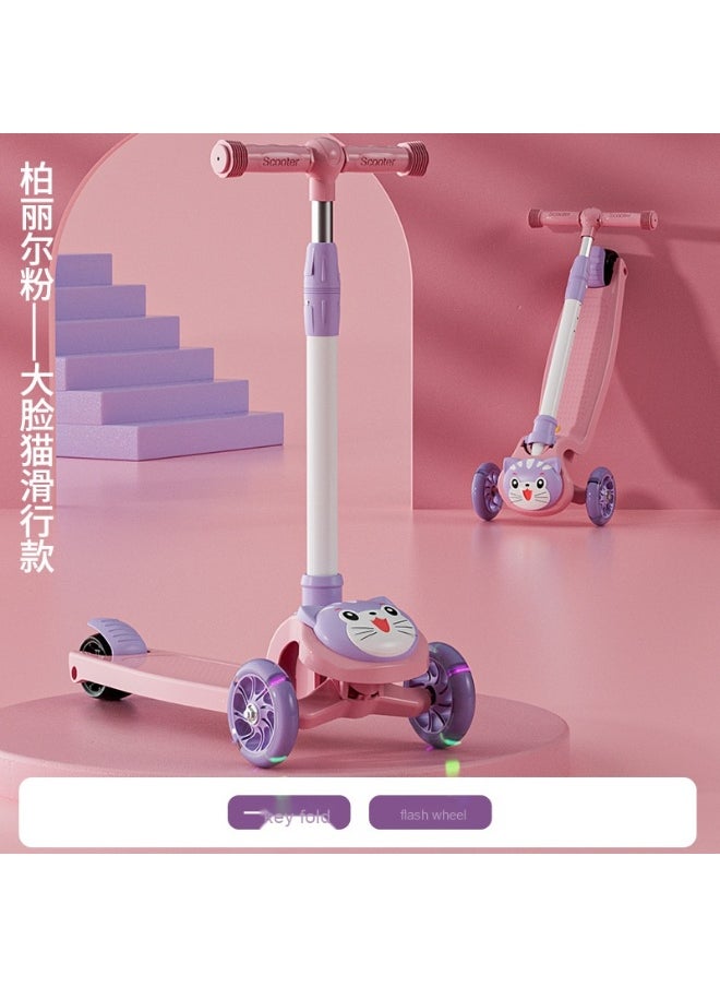 Children's Scooter Can Sit And Ride Led Light Flashing Wheel Adjustable Height Foldable Scooter Outdoor Activities For Boys Girls