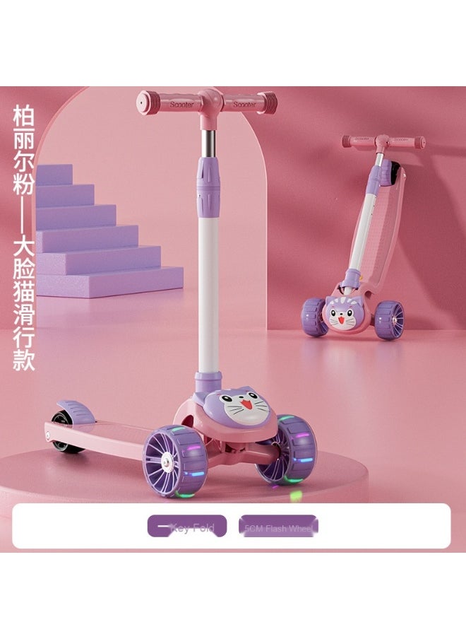 Children's Scooter Can Sit And Ride Led Light Flashing Wheel Adjustable Height Foldable Scooter Outdoor Activities For Boys Girls