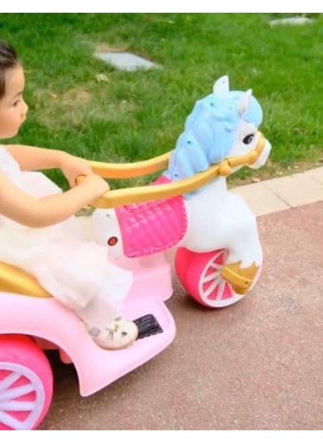 Kids Rideon Carriage With Light and Music - Pink