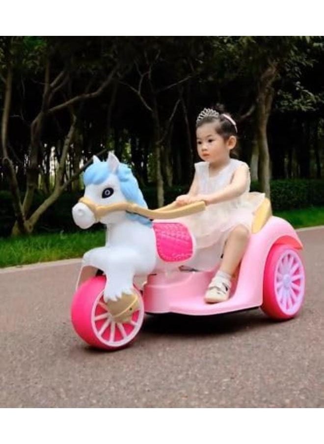 Kids Rideon Carriage With Light and Music - Pink