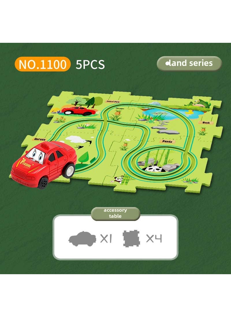 DIY Multifunctional Puzzle Car Toy for Boys 3-61100B [5PCs] land forest theme -- 4 puzzles +1 car 1100B [5PCs] land forest theme -- 4 puzzles +1 car