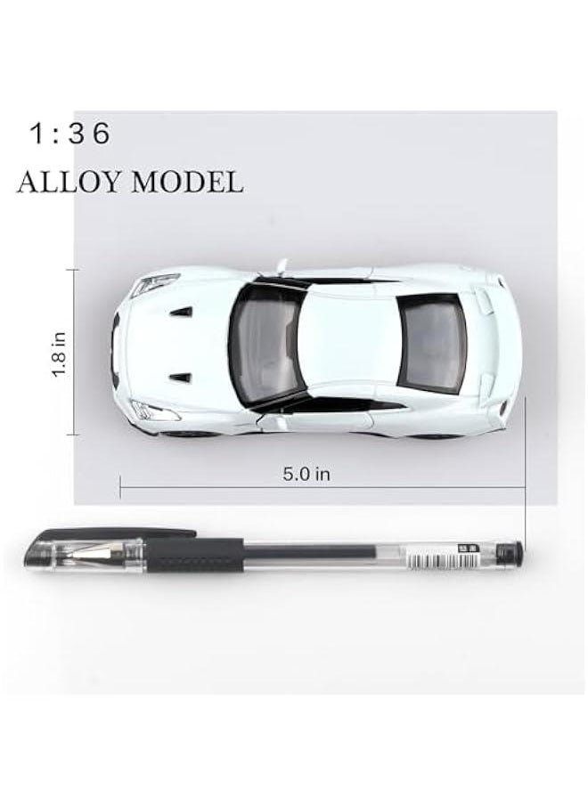 1/36 Scale Nissan GTR R35 Diecast Model Cars,Pull Back Vehicles Nissan GTR Toy Cars,Cars Gifts for Boys Girls White