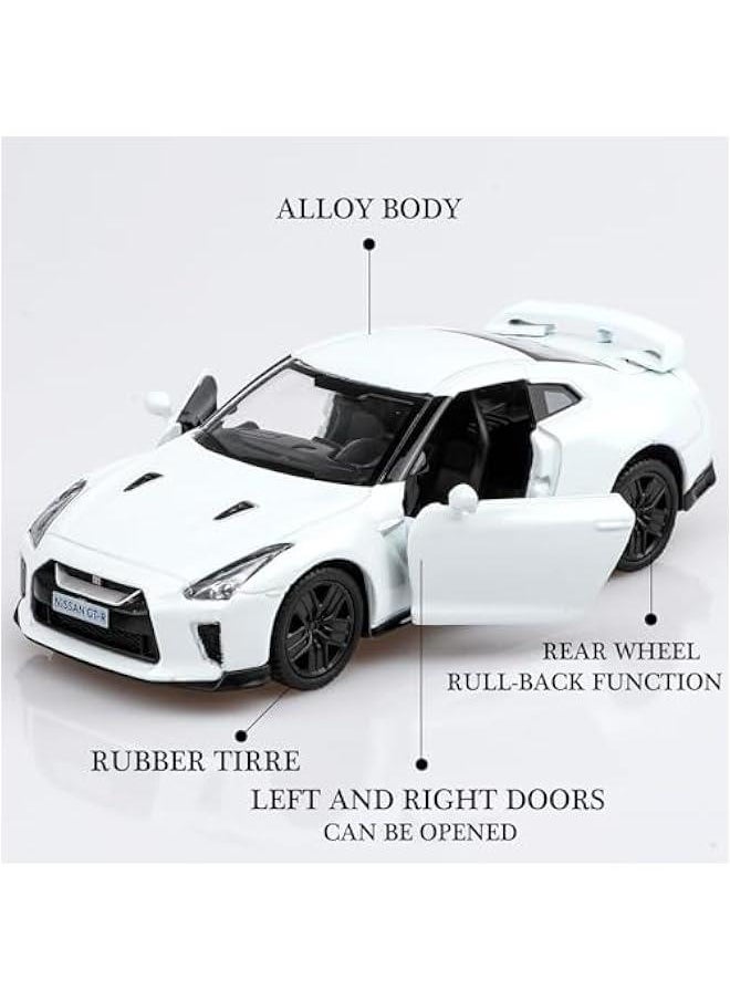 1/36 Scale Nissan GTR R35 Diecast Model Cars,Pull Back Vehicles Nissan GTR Toy Cars,Cars Gifts for Boys Girls White