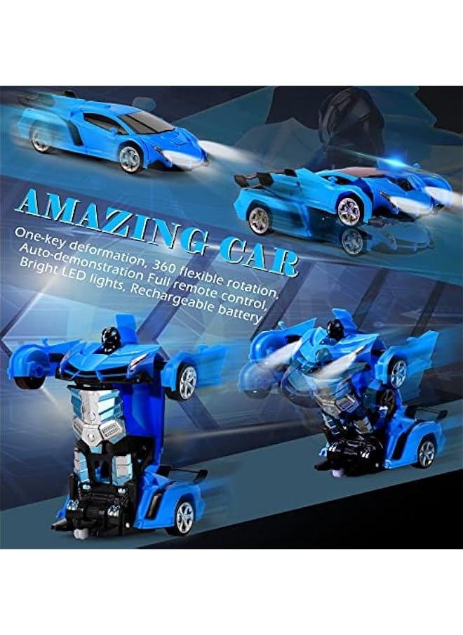 Remote Control Car - Transform Robot RC Cars Contains All Batteries: One-on Deformation and 360 Degree Rotating Drifting, Present  Birthday Gift for Boys/Girls