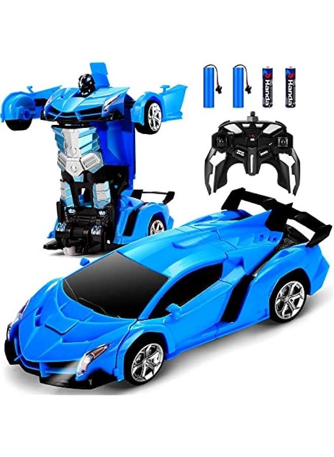 Remote Control Car - Transform Robot RC Cars Contains All Batteries: One-on Deformation and 360 Degree Rotating Drifting, Present  Birthday Gift for Boys/Girls