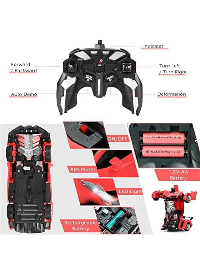 Remote Control Car - Transform Robot RC Cars Contains All Batteries: One-on Deformation and 360 Degree Rotating Drifting, Present  Birthday Gift for Boys/Girls