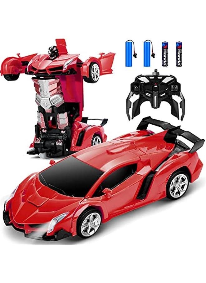 Remote Control Car - Transform Robot RC Cars Contains All Batteries: One-on Deformation and 360 Degree Rotating Drifting, Present  Birthday Gift for Boys/Girls