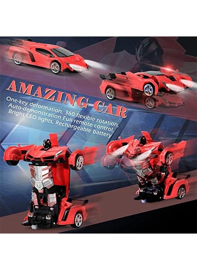 Remote Control Car - Transform Robot RC Cars Contains All Batteries: One-on Deformation and 360 Degree Rotating Drifting, Present  Birthday Gift for Boys/Girls