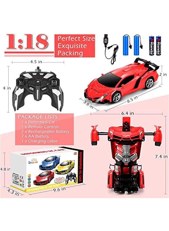 Remote Control Car - Transform Robot RC Cars Contains All Batteries: One-on Deformation and 360 Degree Rotating Drifting, Present  Birthday Gift for Boys/Girls