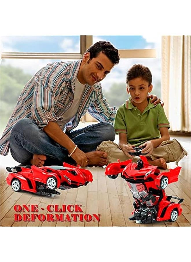 Remote Control Car - Transform Robot RC Cars Contains All Batteries: One-on Deformation and 360 Degree Rotating Drifting, Present  Birthday Gift for Boys/Girls