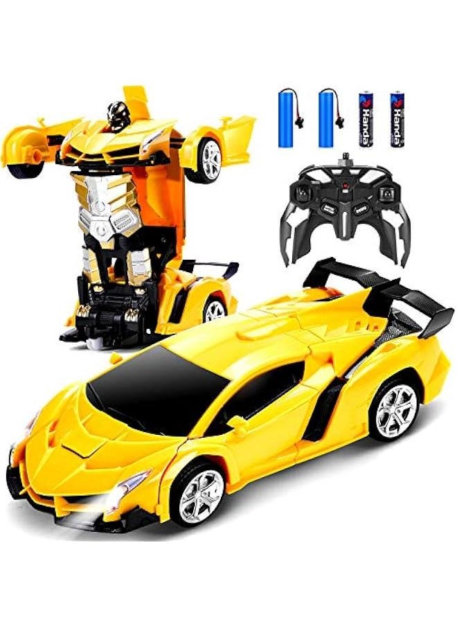 Remote Control Car - Transform Robot RC Cars Contains All Batteries: One-on Deformation and 360 Degree Rotating Drifting, Present  Birthday Gift for Boys/Girls