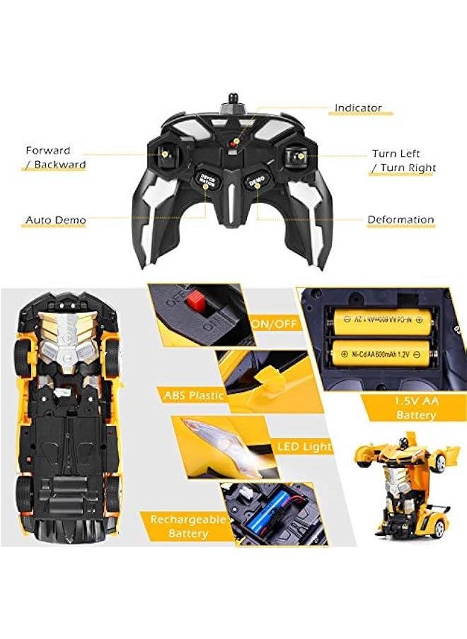 Remote Control Car - Transform Robot RC Cars Contains All Batteries: One-on Deformation and 360 Degree Rotating Drifting, Present  Birthday Gift for Boys/Girls