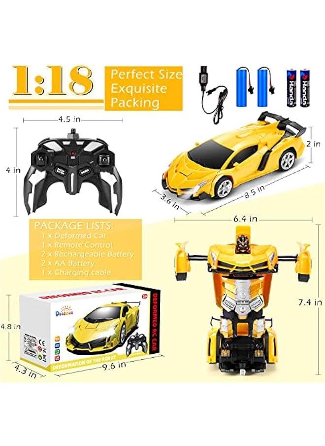 Remote Control Car - Transform Robot RC Cars Contains All Batteries: One-on Deformation and 360 Degree Rotating Drifting, Present  Birthday Gift for Boys/Girls