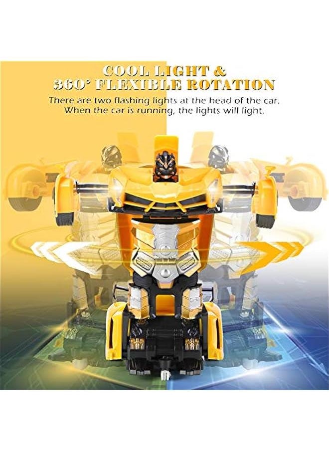 Remote Control Car - Transform Robot RC Cars Contains All Batteries: One-on Deformation and 360 Degree Rotating Drifting, Present  Birthday Gift for Boys/Girls